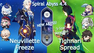 NEW Spiral Abyss 44 C0 Tighnari Spread x C0 Neuvillette Freeze  Floor 12 9 Stars  Genshin Impact [upl. by Coad]