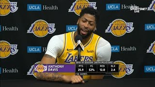 Anthony Davis on filming Space Jam 2 DeMarcus Cousins’ injury  2019 Lakers Media Day  Sept 27 [upl. by Chenee]