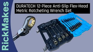 DURATECH 12Piece AntiSlip FlexHead Metric Ratcheting Wrench Set [upl. by Enaillil]