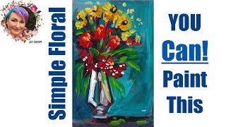 Easy Painting in acrylic Flowers in Tall Vase step by step 🎨🌸🖌  TheArtSherpa [upl. by Ived]