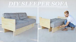 DIY Sleeper Sofa  Futon that Turns Into a Bed  Modern Builds [upl. by Trillbee840]