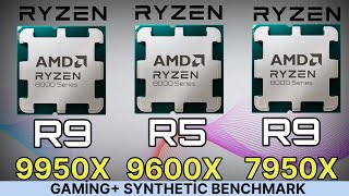 R9 9950X VS R9 7950X VS R5 9600X VS İ5 14600K VS i5 13600K Zen5 Ryzen 9000 series benchmark [upl. by Terrye33]