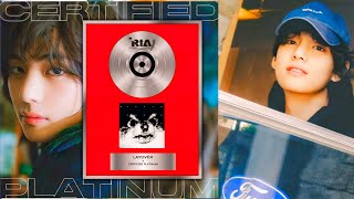 BTS Vs Kim Taehyung first solo album Layover certified Platinum by JRIA [upl. by Nylcsoj951]