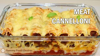 Cannelloni with minced meat  Italian meat dish with béchamel sauce and cheese  Meat cannelloni [upl. by Yule517]