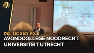 Avondcollege Noodrecht Universiteit Utrecht  mr Jeroen Pols [upl. by Dittman515]