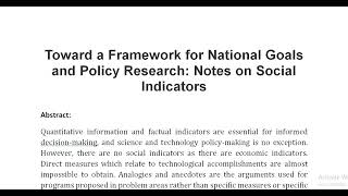 Toward a Framework for National Goals and Policy Research Notes on Social Indicators [upl. by Borras862]