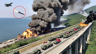 Ukraine Counterattack Russian and North Korean Troop Convoy Blown Up on Crimean Bridge [upl. by Aihceyt]