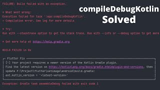 Execution failed for task appcompileDebugKotlin in Android Studio  Flutter  ERROR SOLVED ✅ [upl. by Madelaine654]