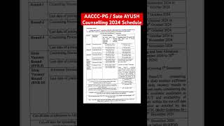 AACCC PG AYUSH Counselling 2024 Schedule Release [upl. by Ydorb]