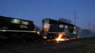 Norfolk Southern Locomotive ON FIRE [upl. by Lathrop]