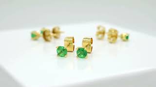 Genuine Natural Colombian Emeralds in Solid 18K Gold Stud Earrings by Queen Emerald The Jewelry Shop [upl. by Dorcas410]