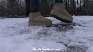 Fun and sliding on the snow with my mustard seed Ugg Classic Ultra Mini Platform ❄ [upl. by Gabrielson883]