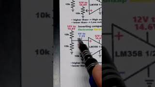 Schematic Op Amp 12V to 14V6 Inverting Comparator Circuit LM358 electronics howto diy [upl. by Ellirehs]