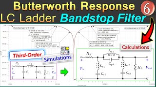 LC Ladder Bandstop Filter Design  Butterworth Response  3rd Order  Example 6 [upl. by Amandy]