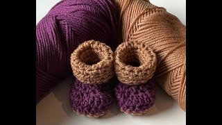 Crochet Baby Booties Tutorial 0  3 mos [upl. by Oironoh472]