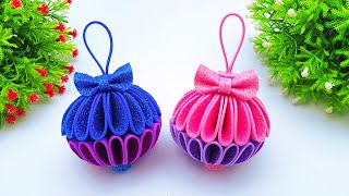 DIY Hanging Christmas Balls  Glitter Foam Christmas Decorations  Handmade Christmas Ball Making [upl. by Masera]