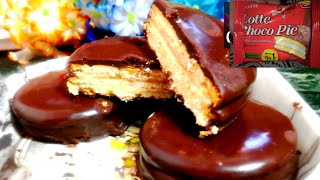 Homemade Lotte choco pie recipe lottechocopie [upl. by Aikaz754]