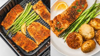 Air Fryer Salmon And Asparagus [upl. by Ahsiekit]