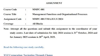 IGNOU MMPC001 Solved Assignment July 2024 Jan 2025 FREE PDF  IGNOU MBA  Management Functions [upl. by Berni]