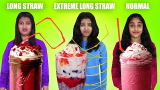 STRAW Vs LONG STRAW Vs EXTREME LONG STRAW DRINKING CHALLENGE 🤩  PULLOTHI [upl. by Letreece498]