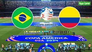 BRAZIL vs COLOMBIA  COPA AMERICA 2024 USA  Group D  Full Match All Goals  PES Gameplay [upl. by Nylisoj]