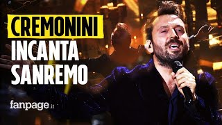 Sanremo 2022 Cesare Cremonini incanta l’Ariston nel pubblico anche la fidanzata Martina Maggiore [upl. by Miche838]