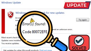 Solved Windows 7 Update Error 80072efe  Error Code 80072EFE Problem Fixed  Unable to Update Win 7 [upl. by Gerta]