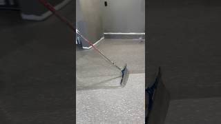 Pushing clear coat on an epoxy flake garage floor asmr satisfying construction [upl. by Shawnee]