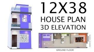 12X38 House plan g1 with 3d elevation by nikshail [upl. by Ailev]