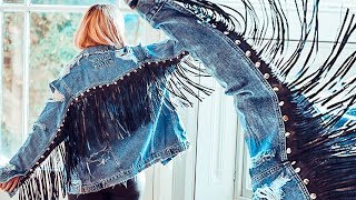 Fringe Denim Jacket with Studs ⭐ JACKET TRANSFORMATION ⭐ Rock style  ✨The Color of Space [upl. by Nuahsel]