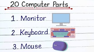 20 computer parts name in English  Name of computer parts  Computer ke parts ke name [upl. by Hoxsie]