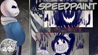 Speedpaint Ibispaint Sansational ▪︎ Bendy and The Ink Machine Undertale [upl. by Ailegna]