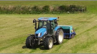 Moores uni drill on Newholland t6160 direct grass drilling Episode 229 [upl. by Ahcirt]