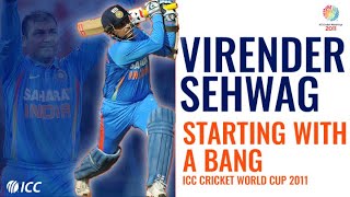 Virender Sehwag Five matches five firstball boundaries  Cricket World Cup 2011 [upl. by Accissej]