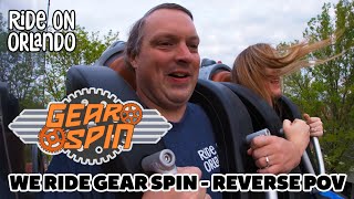 We ride GearSpin at Carowinds New for 2023 Zamperla Nebulaz onride reverse POV [upl. by Aiak]