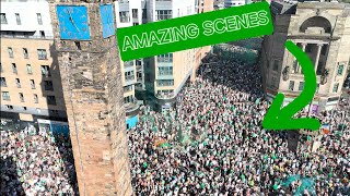 AMAZING DRONE 4k SCENES  CELTIC FANS IN MERCHANT CITY TRONGATE TITLE PARTY  18524 [upl. by Netsruk814]