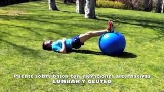 Personal Running  FITBALL Puente sobre balón con elevaciones alternativas Lumbar y Gluteom4v [upl. by Basile]