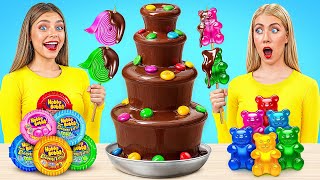 Chocolate Fountain Fondue Challenge  Funny Food Hacks by Multi DO Challenge [upl. by Nhojleahcim]