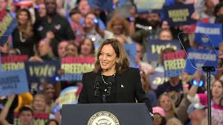 Kamala Harris responds to hecklers during Harrisburg Pa rally [upl. by Anelah]