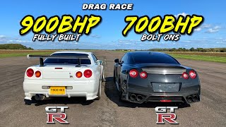 NISSAN GTR EVOLUTION 900HP R34 GTR vs 700HP R35 GTR [upl. by Ayalahs132]