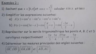 devoir numéro 1 semestre2 maths tronc commun trigonométrique [upl. by Lantha]