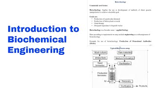 Introduction to Biochemical Engineering1 Explained Biochemical amp Bioprocess Engineering [upl. by Aniroc213]