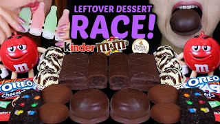 ASMR LEFTOVER DESSERT RACE CHOCOLATE COVERED MARSHMALLOWS KINDER DELICE FERRERO CAPPUCCINO 먹방 [upl. by Sussna]