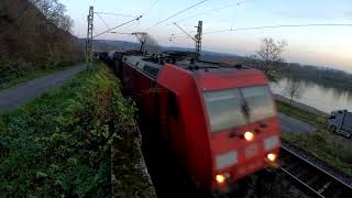 BAHN Rheinstrecke Köln Koblenz Wiesbaden  Güterzug IC Regional Express  Rheintal 112020 NEU 4k [upl. by Rudiger662]