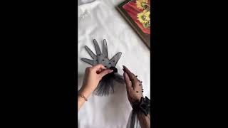 How to sew hand gloves using veil net [upl. by Elleivad698]