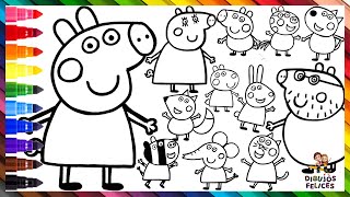 Dibuja y Colorea A Peppa Pig Su Familia Y Amigos 🐷🐱🐑🐰🐶🐴🦓🦊🐘 Dibujos Para Niños [upl. by Teodorico]