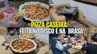 PIZZA CASEIRA FEITA NO DISCO DE ARADO E NO FOGÃO A LENHAA MELHOR PIZZA PRA FAMÍLIA [upl. by Durtschi194]