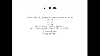 Espaces topologiques partie 22  Limites [upl. by Kyrstin]