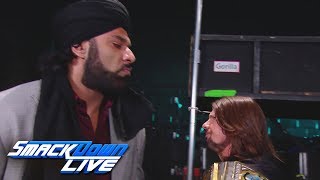 Jinder Mahal vows to come after WWE Champion AJ Styles SmackDown LIVE Nov 14 2017 [upl. by Larred950]