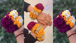 DIY How To Make Artificial Flowers Bangles for MayonMehndi Events  Making Kangan Gajray for Haldi [upl. by Tnilf]